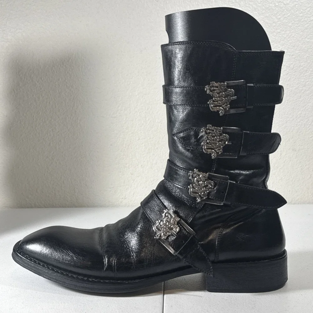 Vintage Mark Nason Dragon 🐉 Boots Mens Size 12 Black Leather Y2K Made In Italy